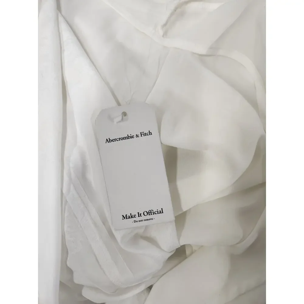 Abercrombie & Fitch Women's Julia Slip Satin Jacquard White Maxi Dress, Size MP